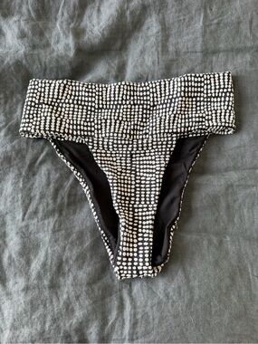 aerie Black and White Polka Dot High Cut Bikini Bottom